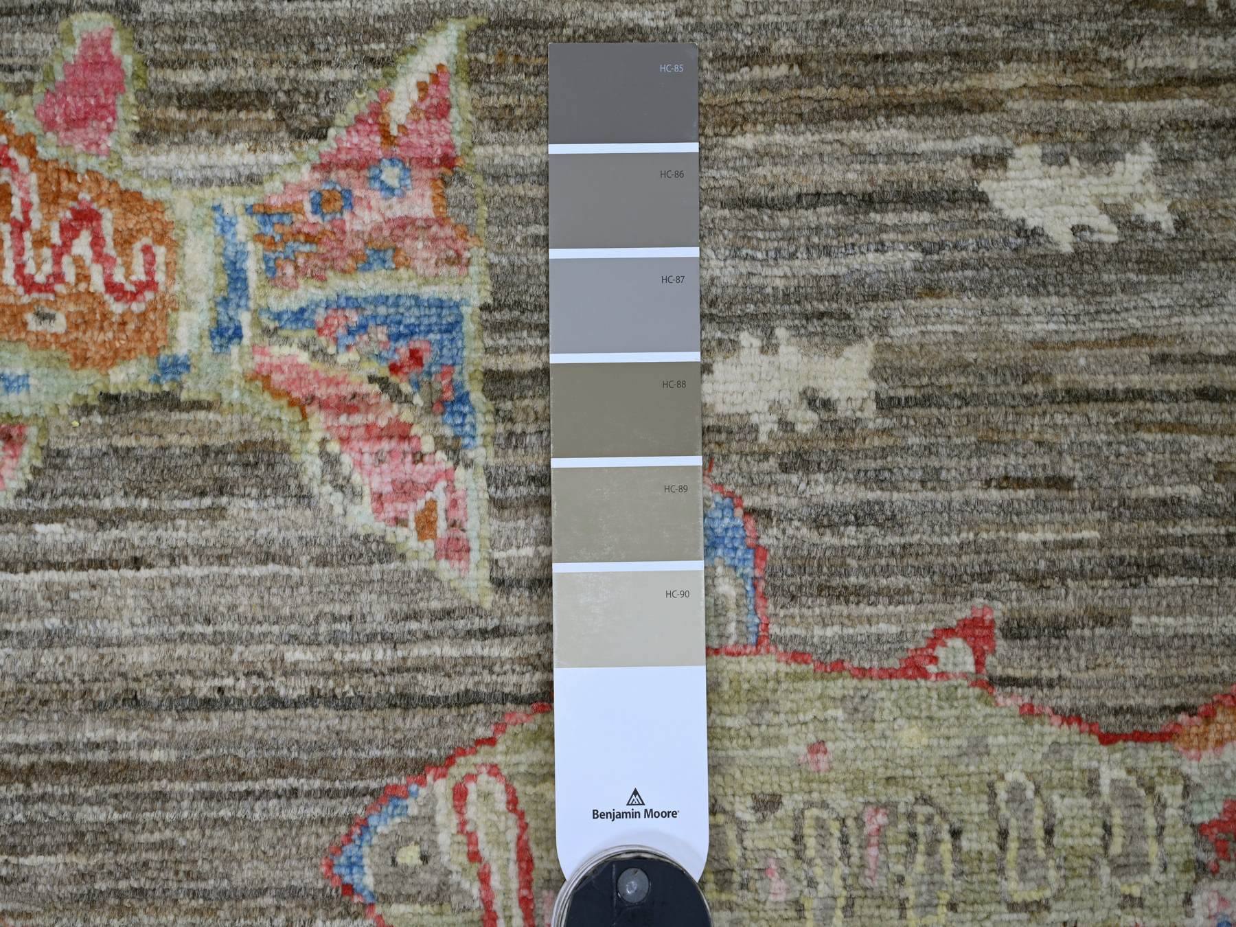 Peshawar Modern / Contemporary hand-knotted wool runner in Gray, 2'7" x 11'7" — SKU O021790 (view 3)