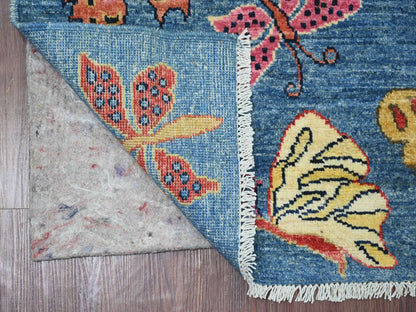 Blue 2'8" x 5'8" Modern and Contemporary Hand knotted Wool Rug - Sku: O021791