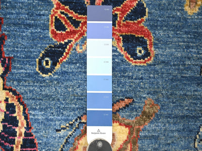 Blue 2'8" x 5'8" Modern and Contemporary Hand knotted Wool Rug - Sku: O021791