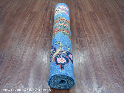 Blue 2'8" x 5'8" Modern and Contemporary Hand knotted Wool Rug - Sku: O021791