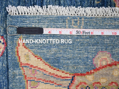 Blue 2'7" x 7'10" Modern and Contemporary Hand knotted Wool Rug - Sku: O021792