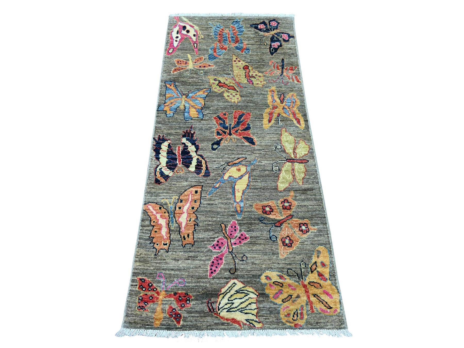 Peshawar Modern / Contemporary hand-knotted wool runner in Gray, 2'5" x 5'9" — SKU O021793