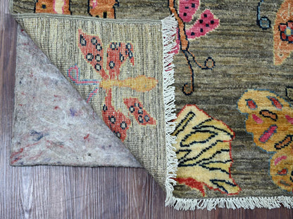 Peshawar Modern / Contemporary hand-knotted wool runner in Gray, 2'5" x 5'9" — SKU O021793 (view 2)