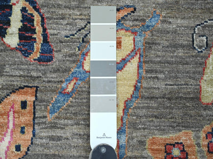 Peshawar Modern / Contemporary hand-knotted wool runner in Gray, 2'5" x 5'9" — SKU O021793 (view 3)