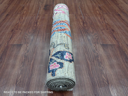 Peshawar Modern / Contemporary hand-knotted wool runner in Gray, 2'5" x 5'9" — SKU O021793 (view 4)