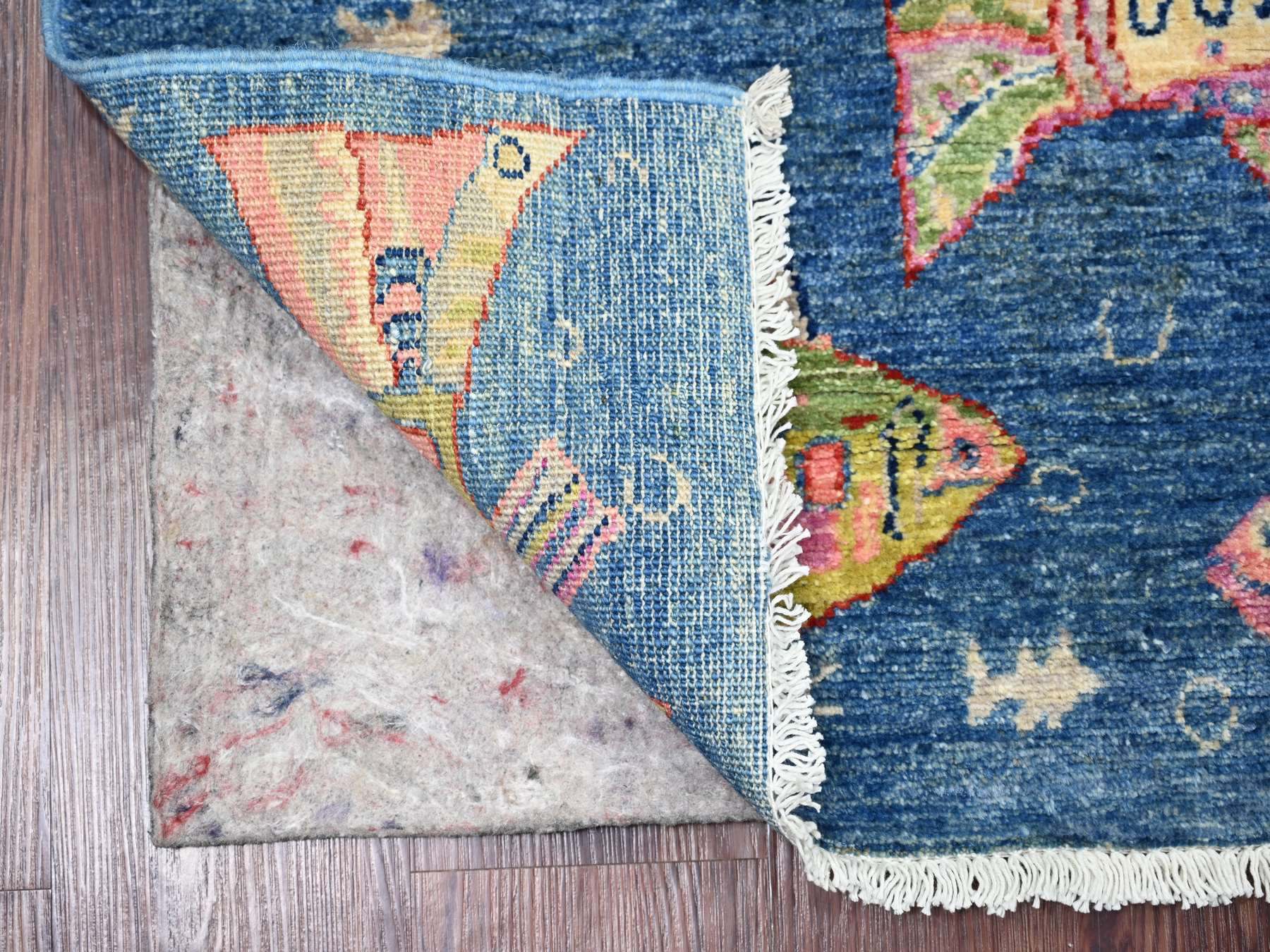 Blue 2'6" x 6'2" Modern and Contemporary Hand knotted Wool Rug - Sku: O021794