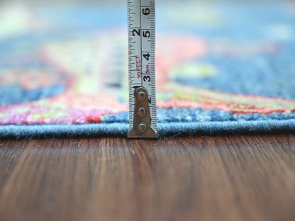 Blue 2'6" x 6'2" Modern and Contemporary Hand knotted Wool Rug - Sku: O021794