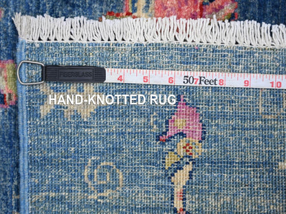 Blue 2'6" x 6'2" Modern and Contemporary Hand knotted Wool Rug - Sku: O021794