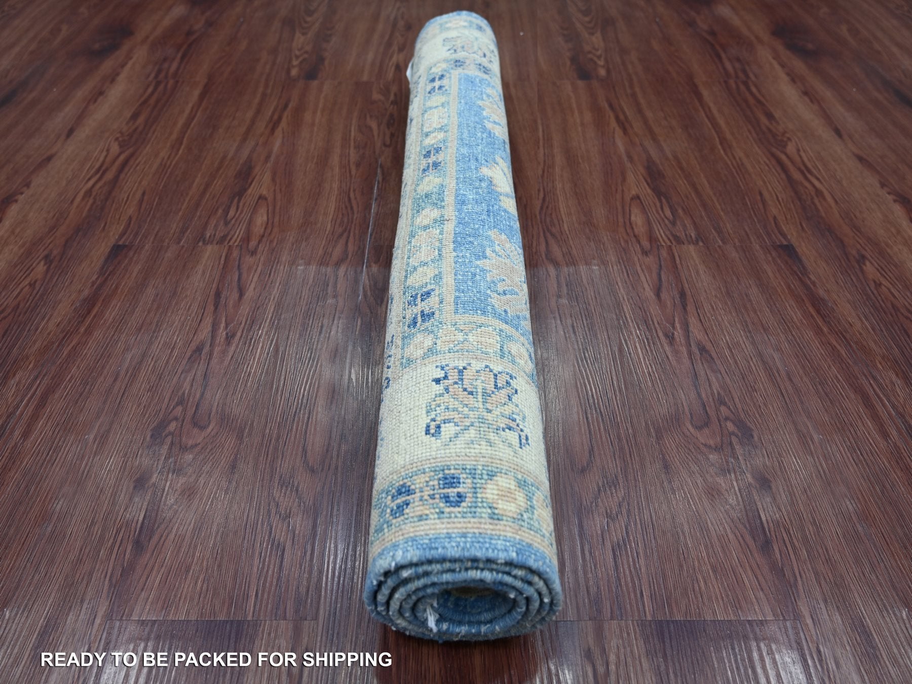 Kazak Kazak hand-knotted wool rug in Blue & Ivory, 2'11" x 4'9" — SKU O021799 (view 4)