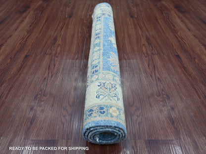 Kazak Kazak hand-knotted wool rug in Blue & Ivory, 2'11" x 4'9" — SKU O021799 (view 4)