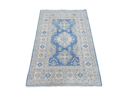 Blue 3'3" x 4'10" Kazak Hand knotted Wool Rug - Sku: O021802