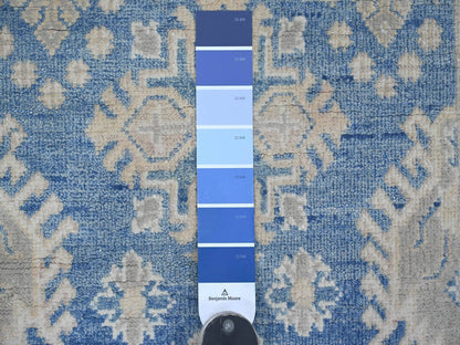 Kazak Kazak hand-knotted wool rug in Blue & Ivory, 3'3" x 4'10" — SKU O021802 (view 3)
