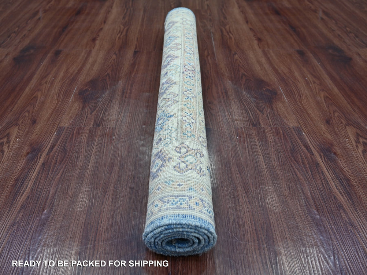 Kazak Kazak hand-knotted wool rug in Blue & Ivory, 3'3" x 4'10" — SKU O021802 (view 4)