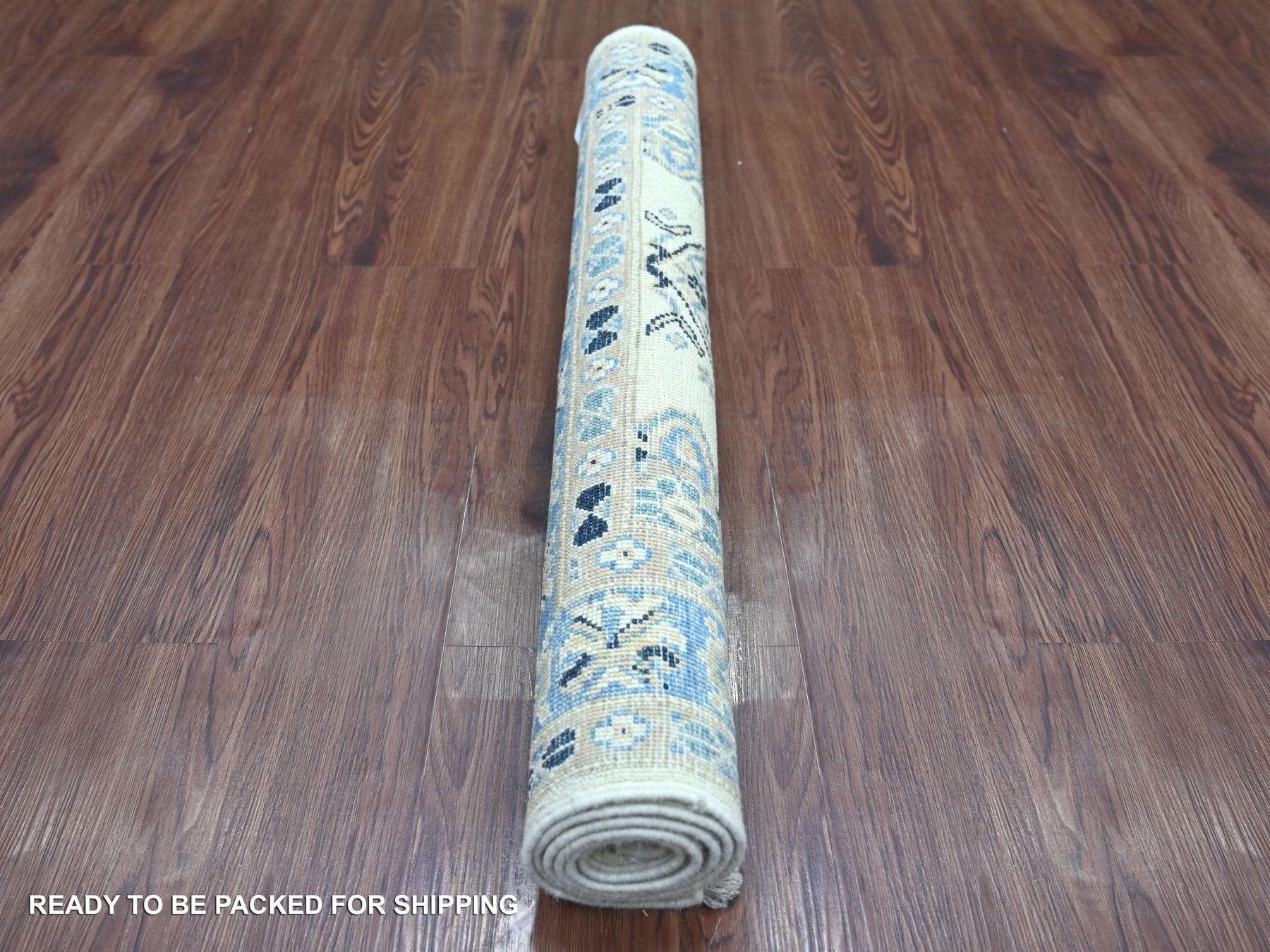 Kazak Kazak hand-knotted wool rug in Ivory & Blue, 3'1" x 4'10" — SKU O021805 (view 4)