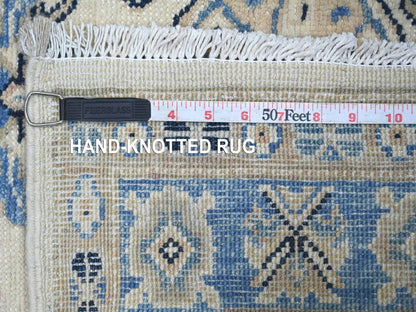 Kazak Kazak hand-knotted wool rug in Ivory & Blue, 3'1" x 4'10" — SKU O021805 (view 6)