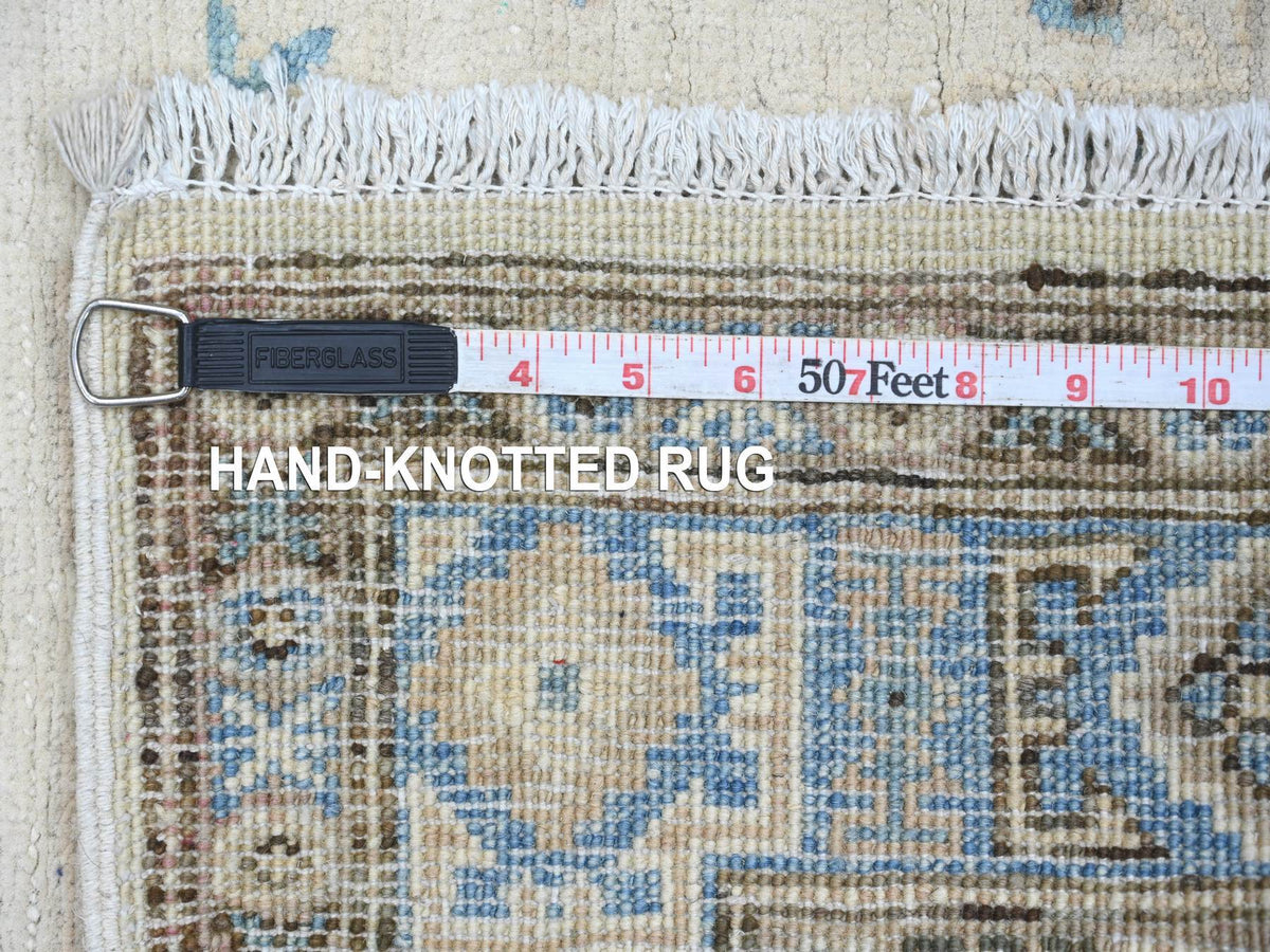 Kazak Kazak hand-knotted wool rug in Ivory & Blue, 2'11" x 4'10" — SKU O021807 (view 6)