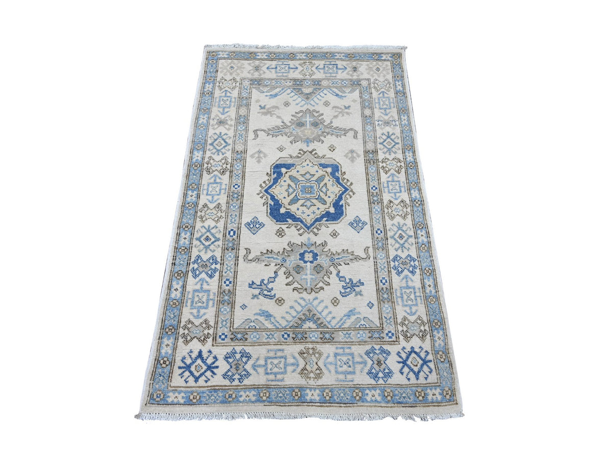 Kazak Kazak hand-knotted wool rug in Ivory, 2'10" x 4'8" — SKU O021809