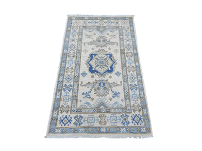 Kazak Kazak hand-knotted wool rug in Ivory, 2'10" x 4'8" — SKU O021809