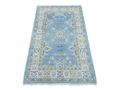 Blue 3'1" x 4'11" Kazak Hand knotted Wool Rug - Sku: O021810