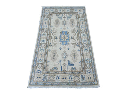 Kazak Kazak hand-knotted wool rug in Ivory, 2'10" x 4'8" — SKU O021811