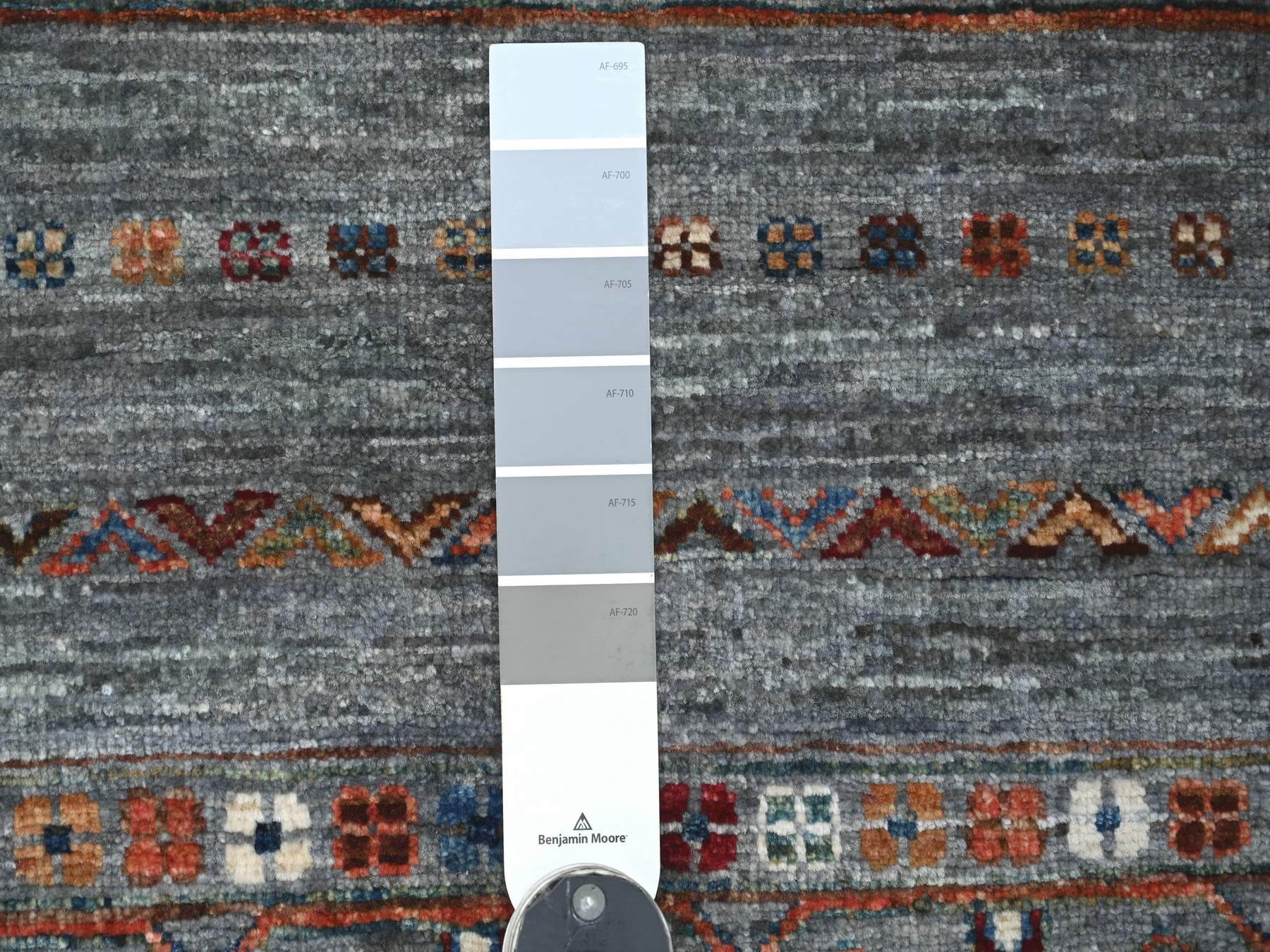 Kazak Tribal & Geometric hand-knotted wool rug in Gray, 3'1" x 4'3" — SKU O021813 (view 3)
