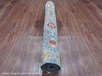 Kazak Tribal & Geometric hand-knotted wool rug in Gray, 3'1" x 4'3" — SKU O021813 (view 4)