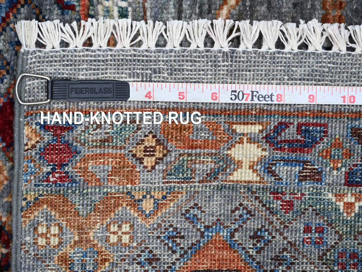 Kazak Tribal & Geometric hand-knotted wool rug in Gray, 3'1" x 4'3" — SKU O021813 (view 6)