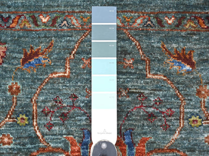 Blue 2'10" x 4'3" Tribal & Geometric Hand knotted Wool Rug - Sku: O021819