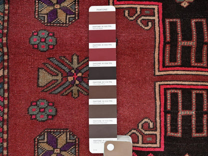 Heriz Vintage hand-knotted wool runner in Red & Ivory, 3' x 9'9" — SKU O02181 (view 4)
