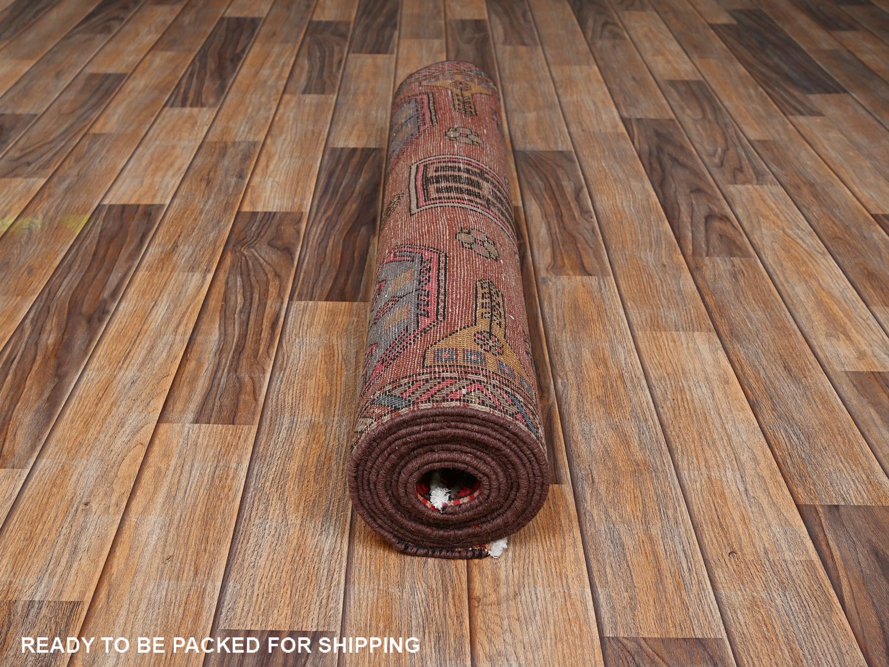 Heriz Vintage hand-knotted wool runner in Red & Ivory, 3' x 9'9" — SKU O02181 (view 5)