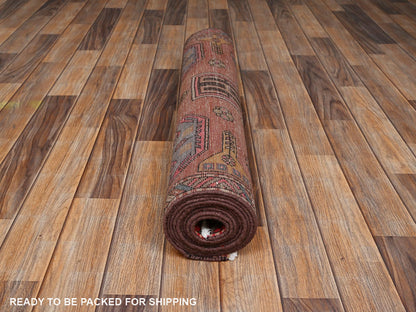 Heriz Vintage hand-knotted wool runner in Red & Ivory, 3' x 9'9" — SKU O02181 (view 5)