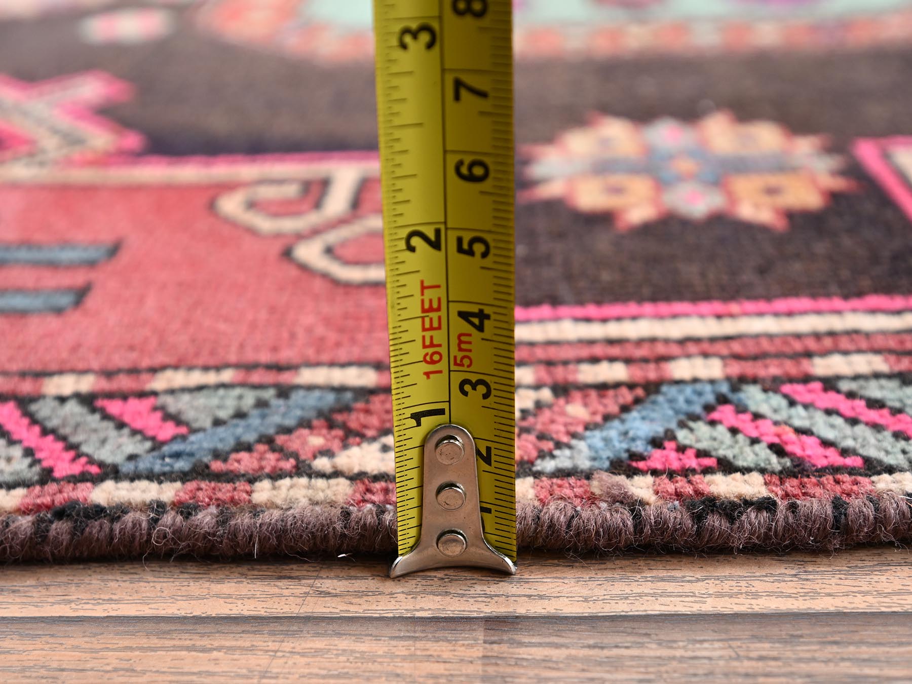 Heriz Vintage hand-knotted wool runner in Red & Ivory, 3' x 9'9" — SKU O02181 (view 6)