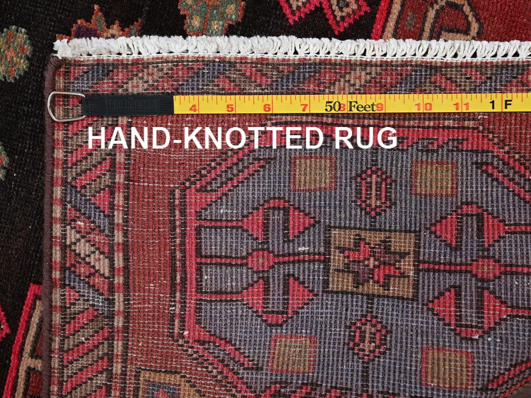 Heriz Vintage hand-knotted wool runner in Red & Ivory, 3' x 9'9" — SKU O02181 (view 7)