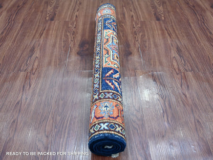 Blue 2'9" x 4'1" Tribal & Geometric Hand knotted Wool Rug - Sku: O021822