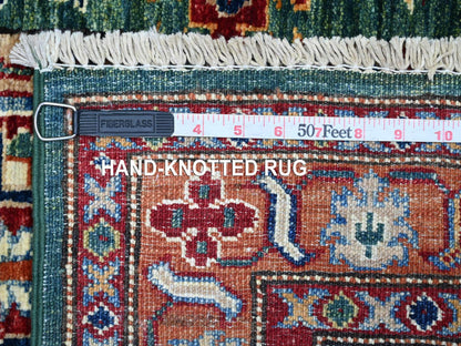 Green 2'10" x 4'0" Tribal & Geometric Hand knotted Wool Rug - Sku: O021824