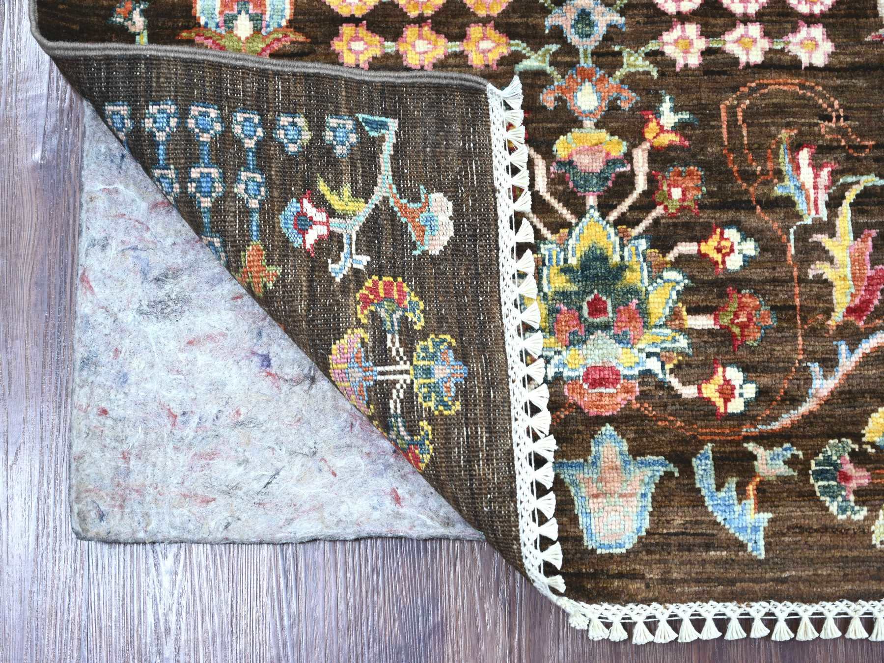Brown 2'8" x 8'3" Tribal & Geometric Hand knotted Wool Rug - Sku: O021825