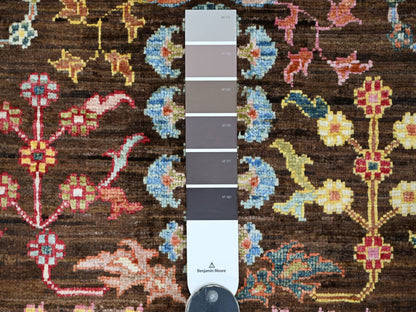Tribal & Geometric hand-knotted wool runner in Brown, 2'8" x 8'3" — SKU O021825 (view 3)