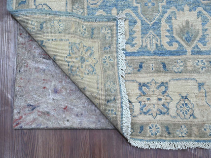 Blue 2'11" x 12'7" Kazak Hand knotted Wool Rug - Sku: O021827