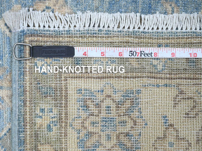 Blue 2'11" x 12'7" Kazak Hand knotted Wool Rug - Sku: O021827