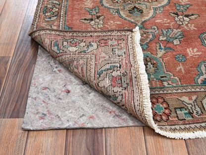 Tabriz Vintage hand-knotted wool runner in Orange & Brown, 2'8" x 10'6" — SKU O02182 (view 3)