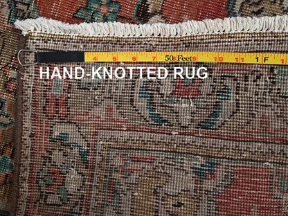 Tabriz Vintage hand-knotted wool runner in Orange & Brown, 2'8" x 10'6" — SKU O02182 (view 7)