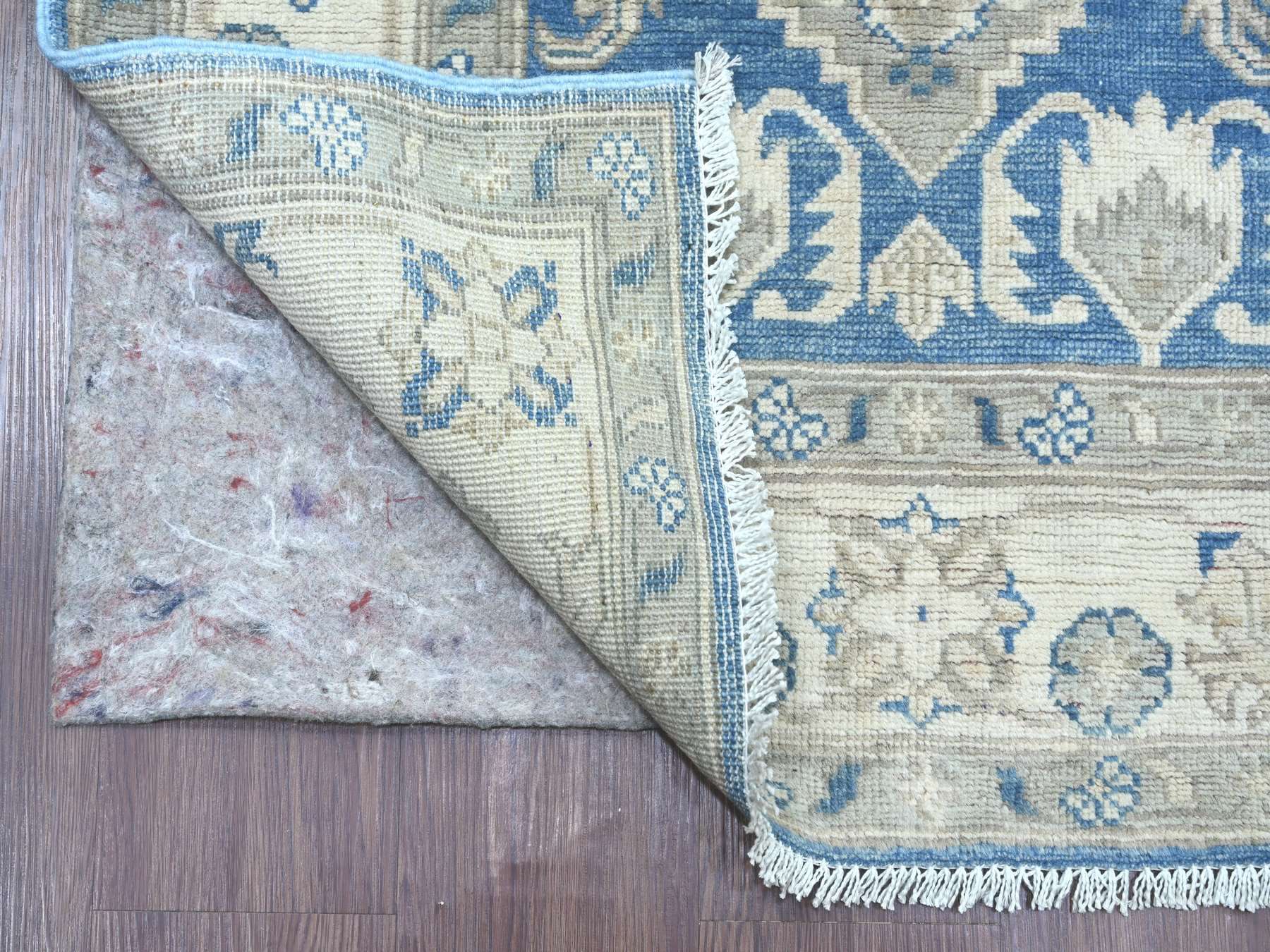 Blue 3'0" x 11'6" Kazak Hand knotted Wool Rug - Sku: O021833