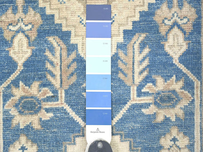 Blue 3'0" x 11'6" Kazak Hand knotted Wool Rug - Sku: O021833