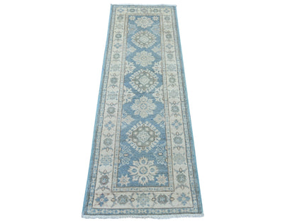 Blue 2'0" x 5'11" Kazak Hand knotted Wool Rug - Sku: O021834
