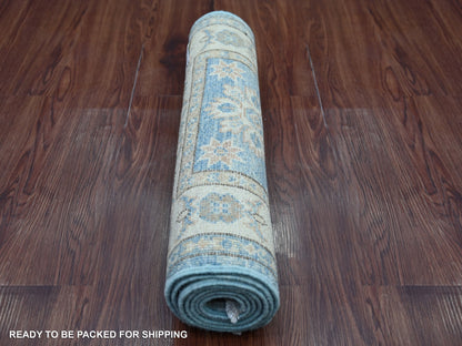 Blue 2'0" x 5'11" Kazak Hand knotted Wool Rug - Sku: O021834
