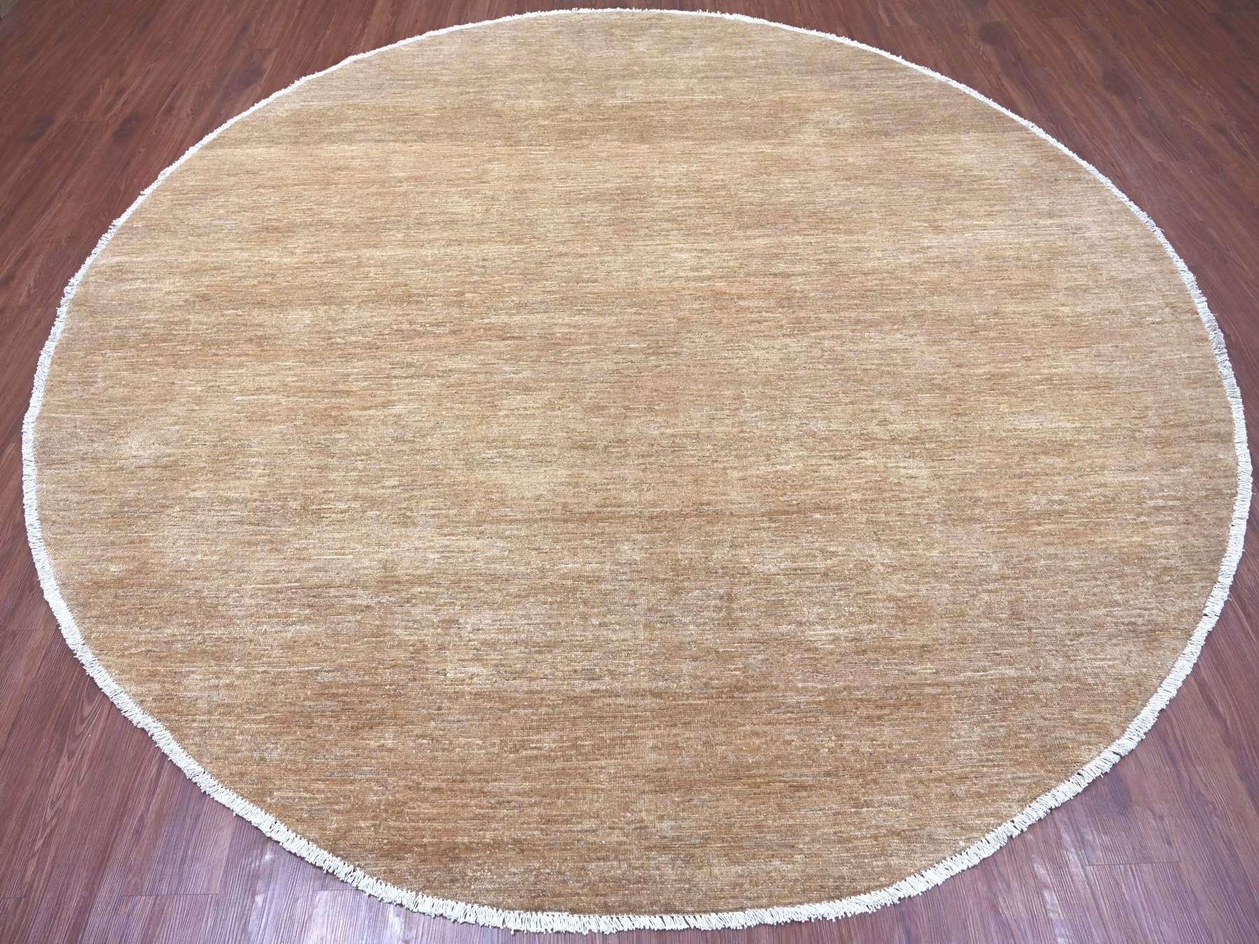 Brown 9'8" x 9'9" Modern and Contemporary Hand knotted Wool Rug - Sku: O021835