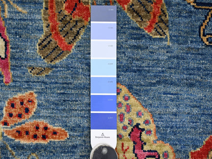 Blue 2'6" x 7'6" Modern and Contemporary Hand knotted Wool Rug - Sku: O021840
