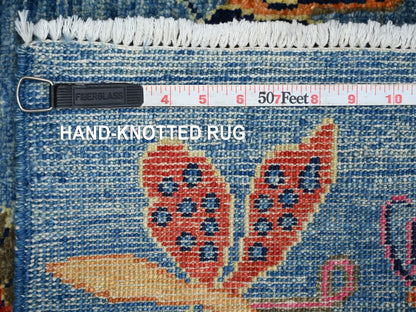Blue 2'6" x 7'6" Modern and Contemporary Hand knotted Wool Rug - Sku: O021840
