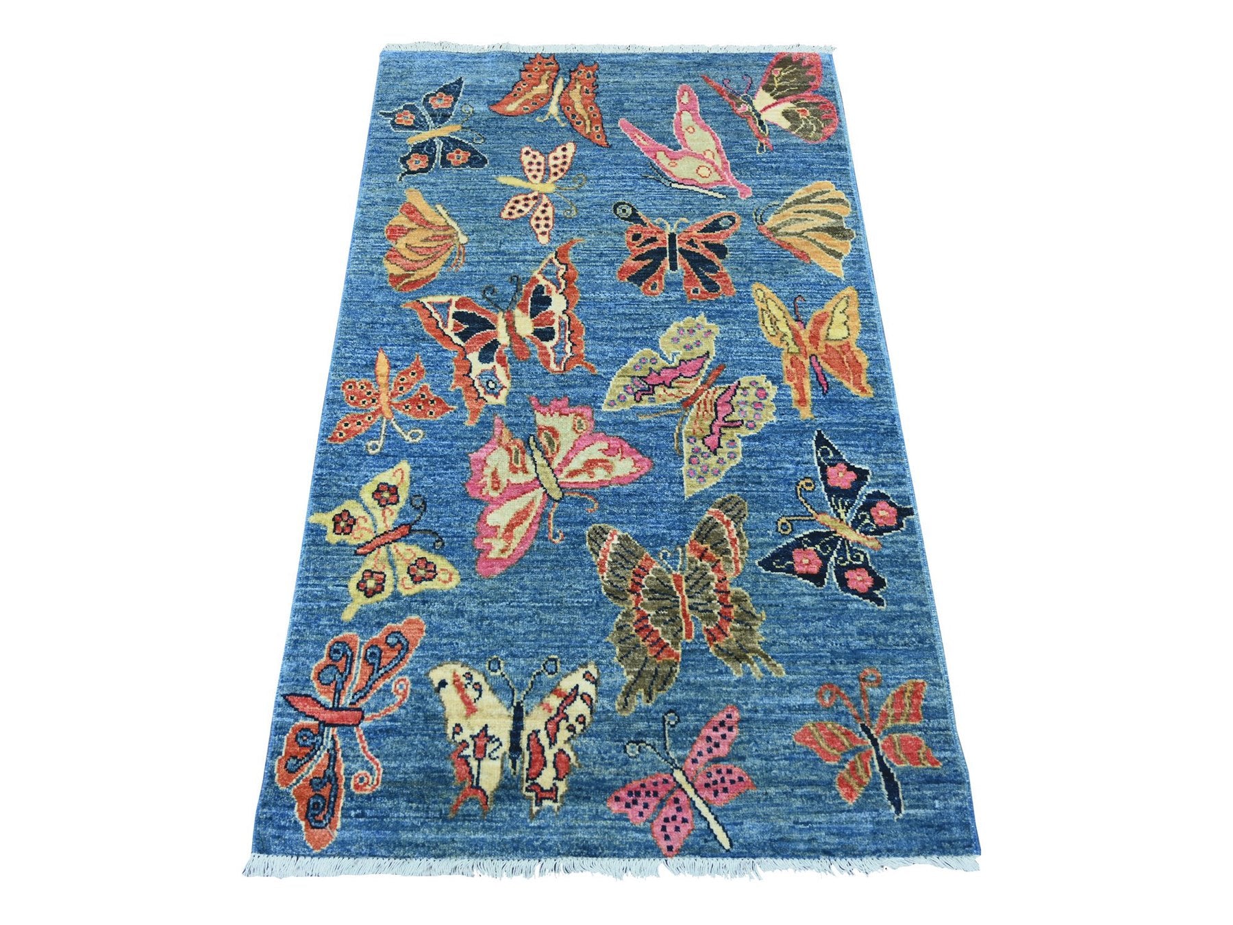 Blue 3'0" x 4'10" Modern and Contemporary Hand knotted Wool Rug - Sku: O021842