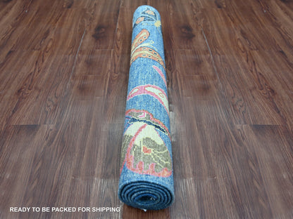 Blue 3'0" x 4'10" Modern and Contemporary Hand knotted Wool Rug - Sku: O021842